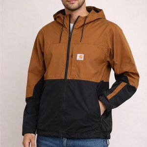 Carhartt Storm Defender Rain Jacket 2XL – Waterproof, Packable, Brown/Black